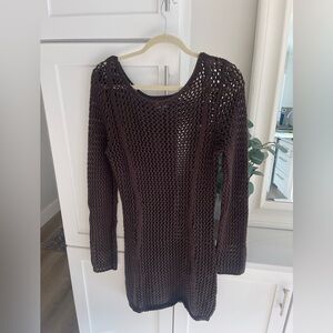 Rhythm Chocolate Long Sleeve Knit Dress / Cover Up
